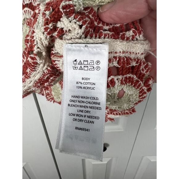 Rachel Zoe S/M Boho Sleeveless Crochet Knit Crop Top Granny Square Festival 70s - Picture 3 of 6